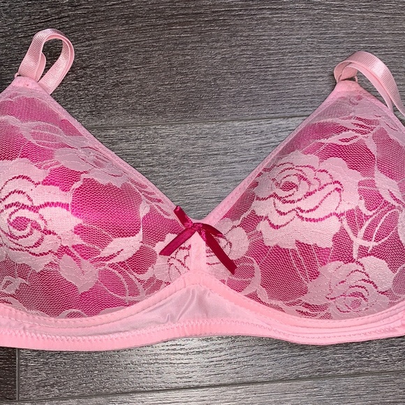 34C Mamia Pink Floral Lace Padded Adjustable Bra, No Underwire, Very Comfy - Picture 5 of 6